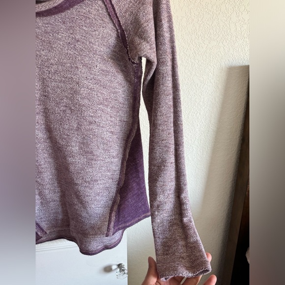 Kuhl NOVA Knit Sweater Pullover Cowl Neck Wool Blend Purple Exposed Seams XS - Picture 7 of 12